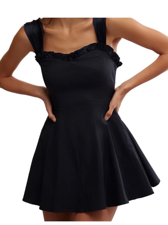 Free People Dresses & Skirts - Free People Black Ruffle-Trim Mini Dress